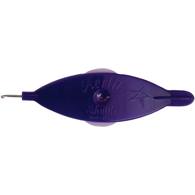 Práctico transbordador de tatting con 2 bobinas púrpura lila SHH2-432