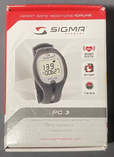 Sigma PC3 Digital Watch, Black Buckle Band in Box  - Original Paperwork