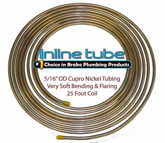 COPPER NICKEL BRAKE Fuel Line Tubing Kit 5/16 Od 25 Ft Coil Roll Inline
