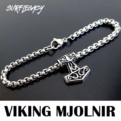 Bracciale vichingo in accaio con Mjolnir Viking bracelet jewelry thors hammer