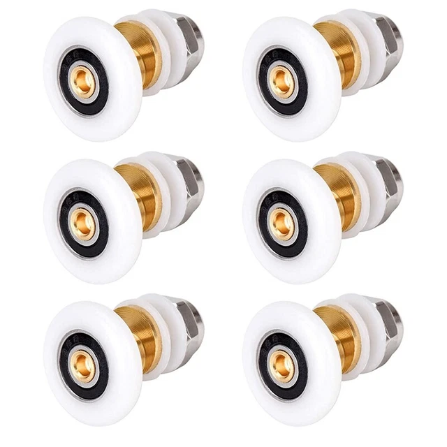 6 PIEZAS Rodillos de puerta de ducha de 27 mm para poleas de vidrio de baño puerta corredera con Y1C3