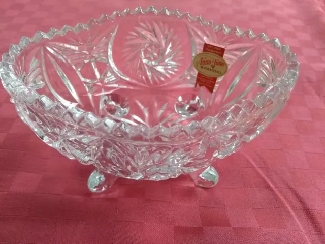 Kleine Kristall Glas Schale 4 Füße Annahütte Vintage Bleikristall Schleuderstern