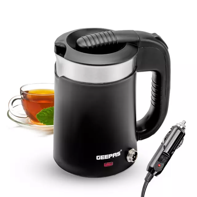 1100W Travel Electric Kettle Double Layer Car & Home Multiuse Kettle 0.5L, Black