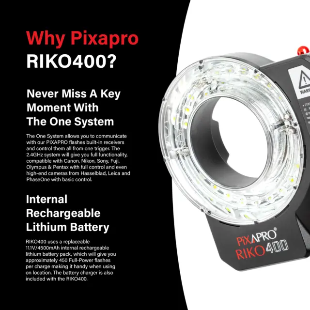 RIKO400 Photography Lighting Battery Powered Portable Ring Flash Godox AR400 2
