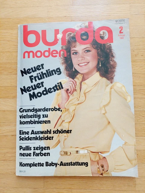 burda moden 2/82 Februar 1982 Schnittmuster Nähen Zeitschrift Heft Vintage