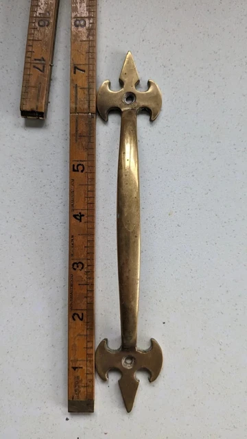 1 Vintage Brass Door Handle Shop Pull Pub Old Gothic Reclaim Church Pew