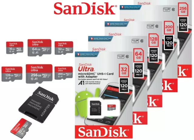 ORIGINAL SanDisk Ultra Micro SD Karte 16GB 32GB 64GB 128GB Class 10 Speicherkarte