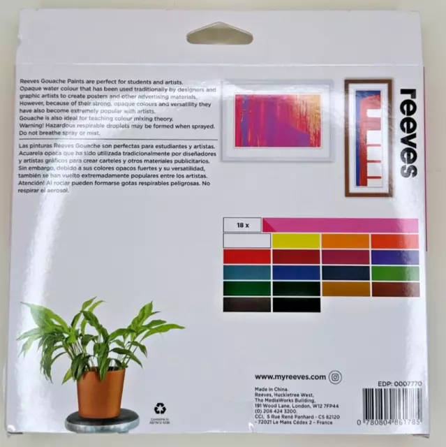 Reeves Gouache Paint Artist Art and Craft 18 Piece x12ML Set High Quality Opaque 2