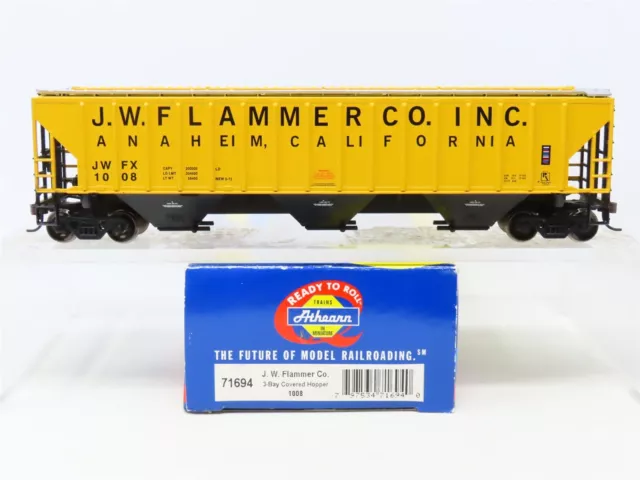 HO Scale Athearn 71694 JWFX JW Flammer Co 3-Bay Covered Hopper #1008