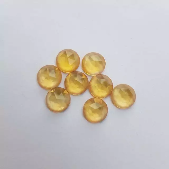 Natural Citrine 5mm To 12mm Round Rose Cut loose Gemstone