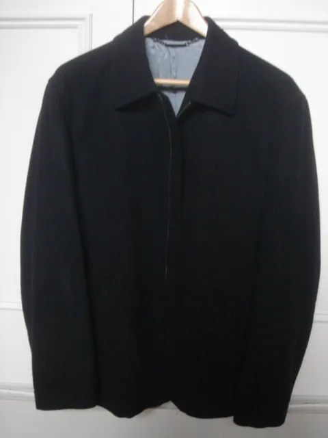 st dupont jacket size large wool navy zip front