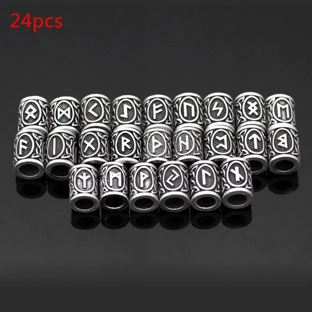 24 neue antike Silberoptik nordische Wikinger Rune Perlen Armband Bart Schmuckherstellung