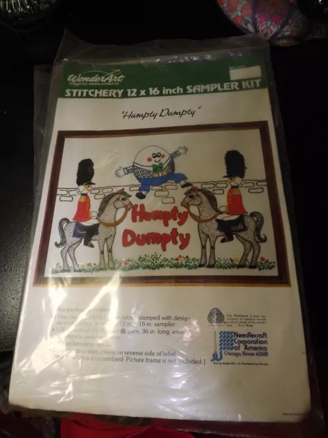 Vintage WonderArt Stamped Needlepoint/Embroidery Kit - Humpty Dumpty - NIP