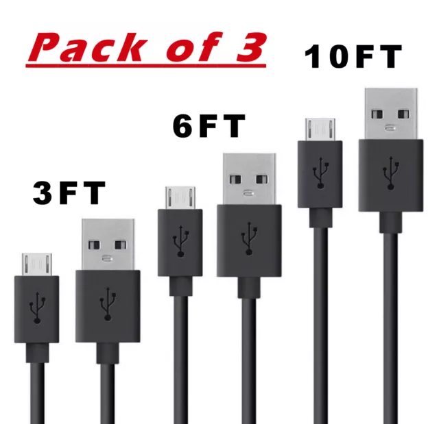 3x OEM MICRO USB FAST CHARGING CABLE CORD SYNC FOR ANDROID CELL PHONE 3FT 6 10FT