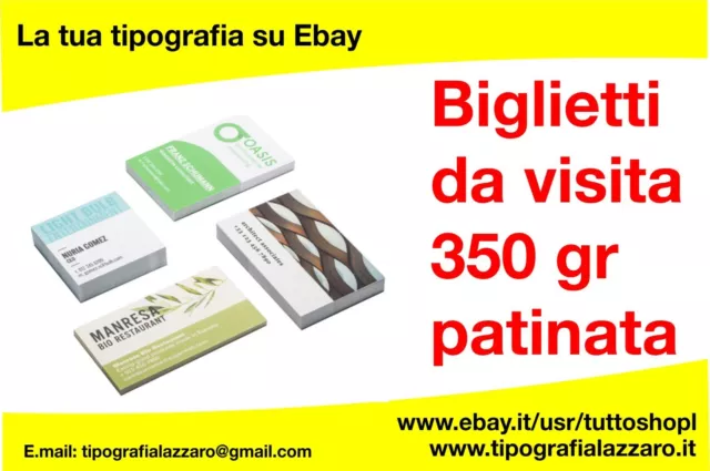 300 BIGLIETTI DA VISITA CARTA PATINATA 350GR 8,5x5 cm + GRAFICA PERSONALIZZATA