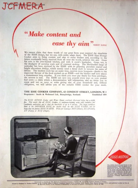 1938 ESSE Cooker Range Kitchen Appliance Advert #2 - Original Art Deco Print Ad