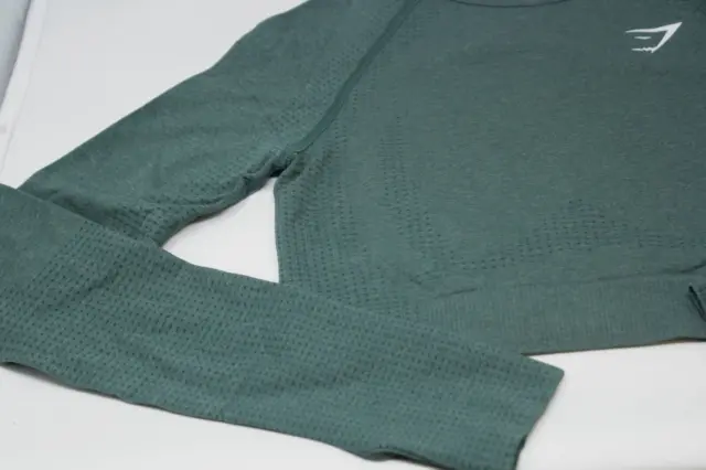 GYMSHARK WOMEN'S VITAL Seamless 2.0 Long Sleeve Crop Top SMALL DARK GREEN  NEW $34.97 - PicClick