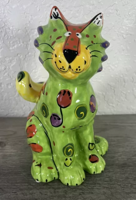 Bella Casa by Ganz Dottie Dracos Large Colorful Ceramic Cat Bank