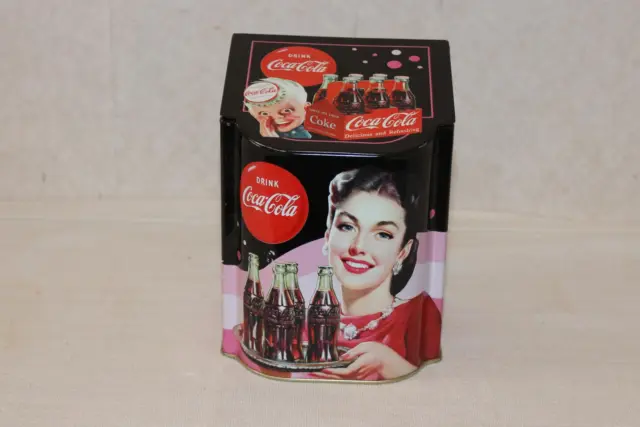 Vintage Retro 1999 Coca Cola Coke Tin with Attached Lid