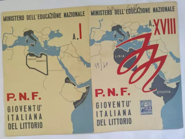 bp147 pagella fascista regno d'italia p.n.f.gioventu' del littorio agira enna