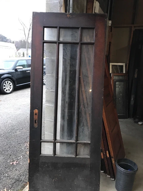 MAR272 antique nine light pine entrance door 32 x 79.75