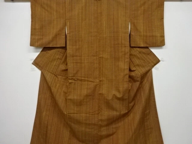6450793: Japanese Kimono / Antique Kimono / Tsumugi / Woven Geometric