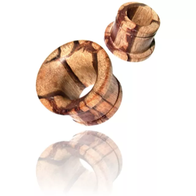 Pair Concave 000G 7/16" Inch (12Mm) Zebra Wood Single Flare Tunnels Plugs Plug