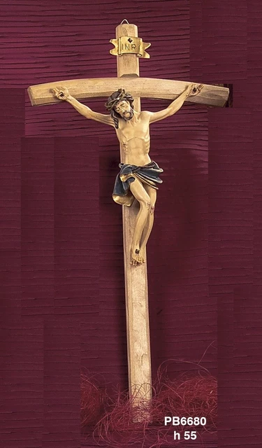 Crocifisso In Legno Da 35 Cm Con Cristo In Resina | Paben | Oggetto Sacro Devozionale | Dimensioni Corpo 15 Cm