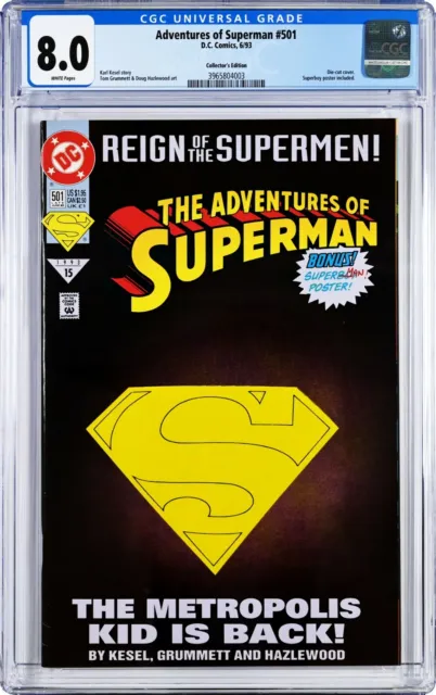 Adventures of Superman #501 CGC 8.0, Collector's Edition - Die-Cut Cover