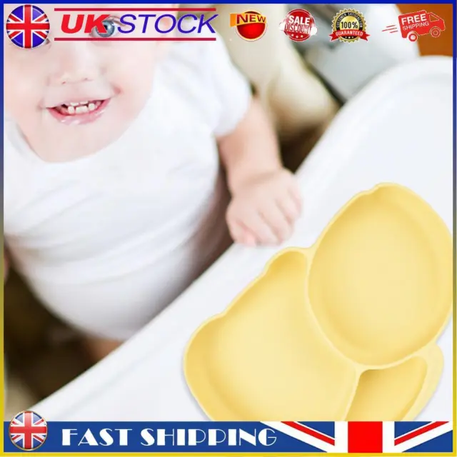 Cartoon Children Dishes Cute Silicone Baby Feeding Dishes Baby Cutlery (Yellow)
