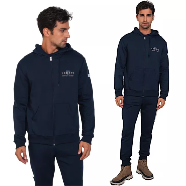 Sudadera Hombre con Capucha Cordón Cremallera Bolsillos Bordado Logo Mixto Nuevo