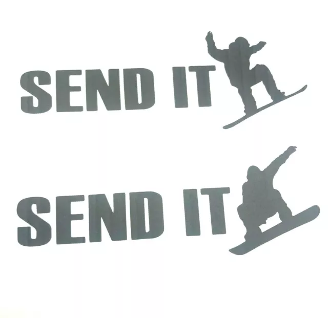 Send it Snowboard Jump Vinyl Sticker, Snow Board Van Bumper Winter X Decal Just