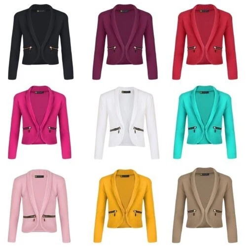 Ragazze Manica Lunga Aperto Anteriore Tasca con Zip Giacca Bambini Cardigan 3-14