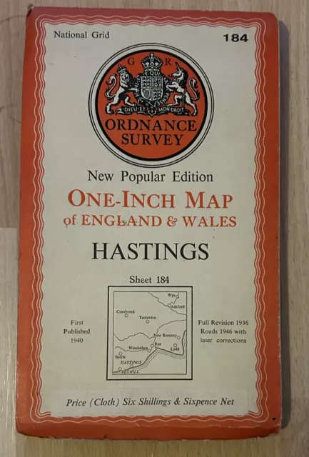 Hastings Ordnance Survey Map-1940,New Popular Edition Sheet 184