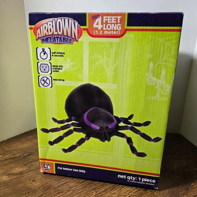 GEMMY AIRBLOWN INFLATABLE Spider 4 Ft. Long w/ AC Adapter Black ...