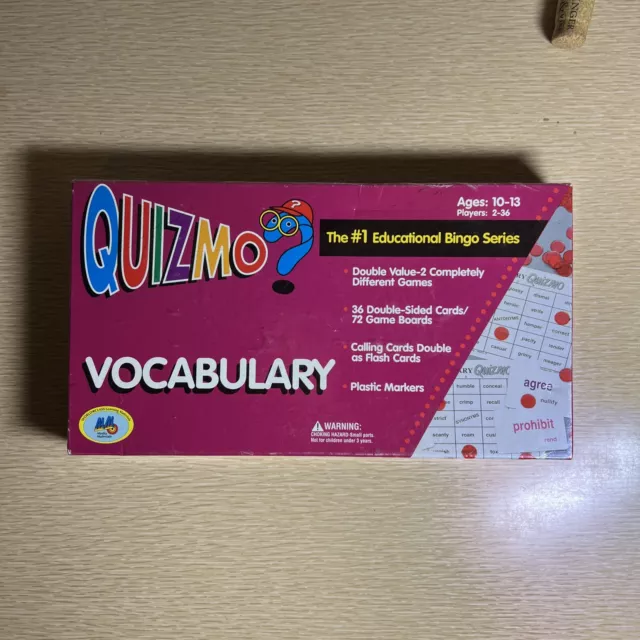 Learning Advantage QUIZMO Vocabulary - 36 Double-Sided Game Boards -  Bingo-Style