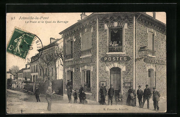 CPA Joinville-le-Pont, La Poste et le Quai du Barrage 1907