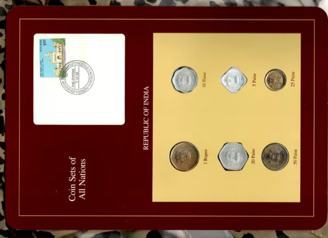 Coin Sets of All Nations India UNC 1985-1988 Rupee 1985 50,25,10 paise 1988