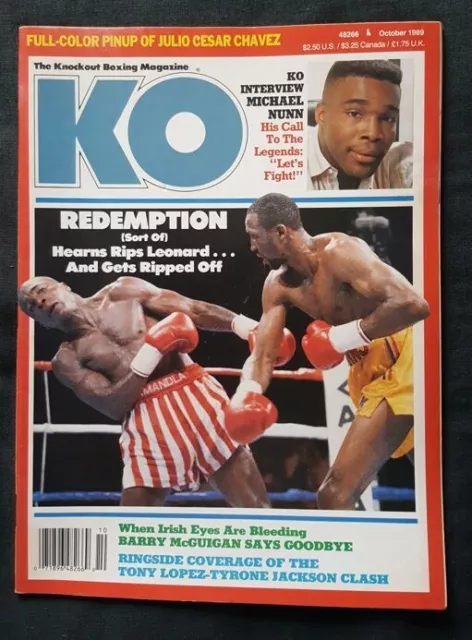 KO Magazine October 1989. Tommy Hearns, Sugar Ray Leonard. Poster Missing