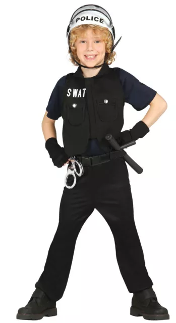 S.W.A.T. Polizist - Kostüm für Kinder Karneval Fasching Polizei Cop Gr. 98 - 146