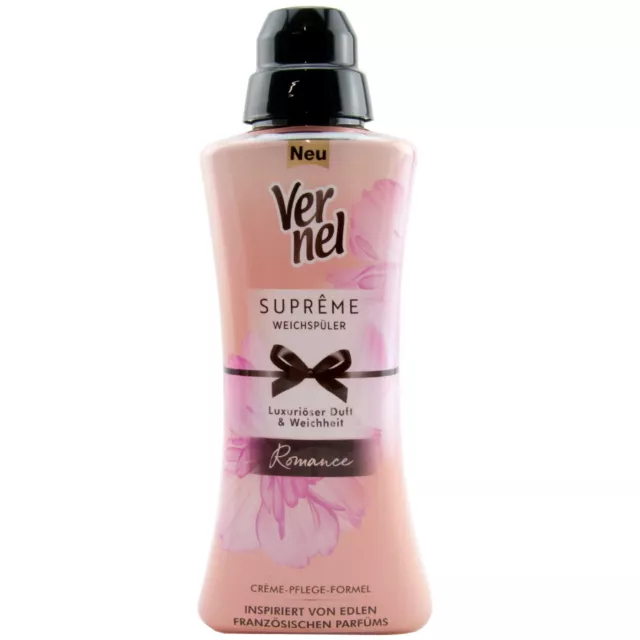 Vernel Fabric Softener Supreme Romance 1 X 600ml 24 Wl Luxurious Scent &