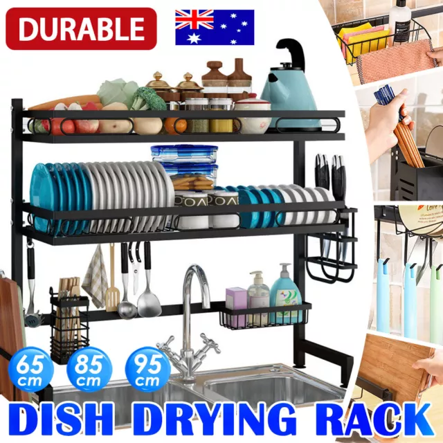 65 CM Dish Drying Rack 2Tier Stainless Steel Kitchen Storage Stand Over Sink