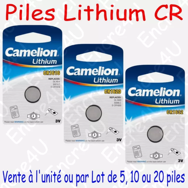 Pile Bouton CR Lithium 3V CR1616 CR1620 CR1632 vendue à l'unité, par 5, 10 ou 20