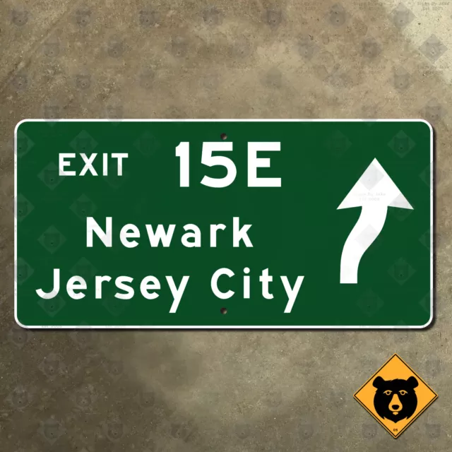 New Jersey highway marker road sign exit 15E Newark arrow turnpike 1961 24x12