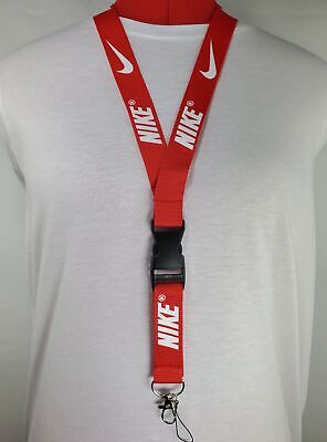 Nike Lanyard Red & White Strap Detachable Keychain Badge ID Holder