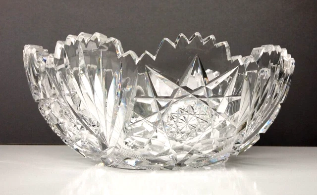 Fine Antique Abp American Brilliant Period Cut Glass 8" Bowl