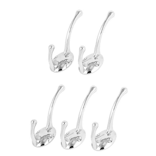 Bathroom Door Wall Mount Coat Towel Clothes Alloy Double Hooks Hangers 5pcs