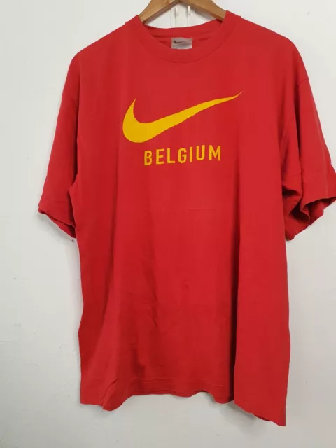 vintage nike belgium shirt mens size large 90s y2k red sport soccer