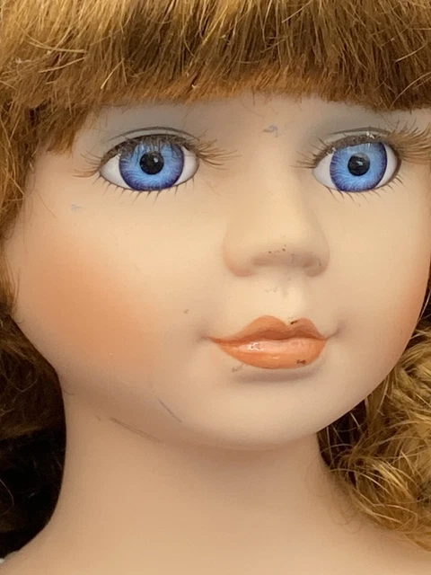 Duck House Heirloom Porcelain Doll 18” Sadie W/ Box Auburn Purple Dress JS