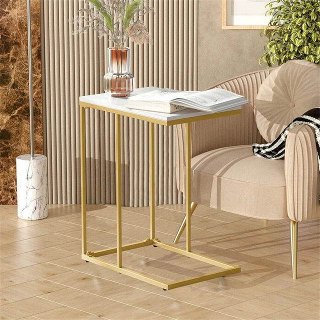Marble Side Table End Table Bedside Table Laptop C Shaped TV Tray Snack Stand